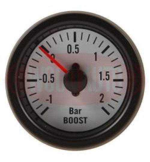 12V  Boost Gauge White Face MTR1000W12